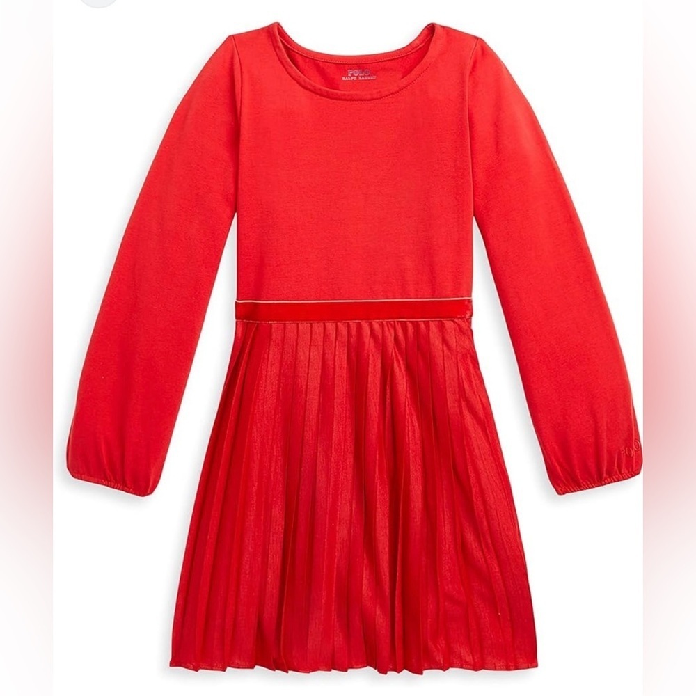 Polo by Ralph Lauren Red A-Line Dress with Bishop Sleeves